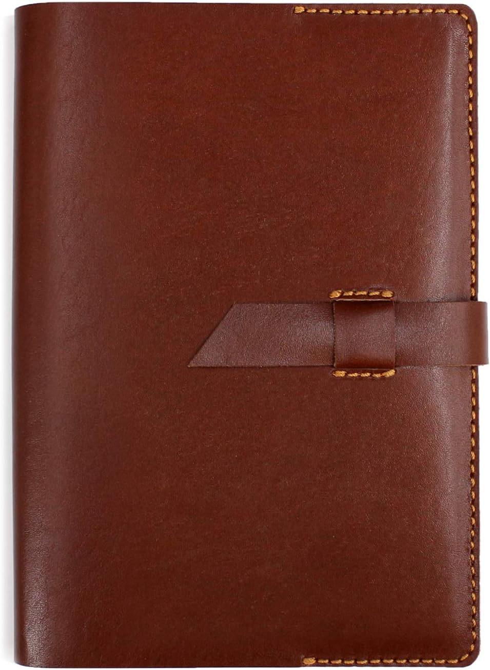 Refillable A5 Notebook Leather Journal Traveler's Journal Flap Closure (Brown)