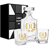 Personalized Whiskey Decanter Set, Customized Alcohol Gifts for whiskey Lovers, Unique Whiskey Gifts for Men, Dad, Uncle on Birthdays and Christmas