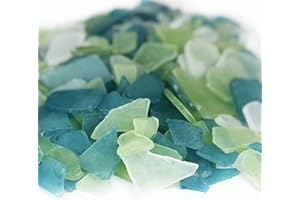 CYS EXCEL Sea Glass 24 Ounces Light Blue & Light Green & Clear Mix | Multiple Color Choices Crushed Glass Vase Filler | Aquarium Nautical Décor for Art Crafts Flat Frosted Dyed Color Stone