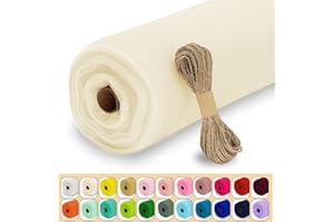 Luceinvita Ivory Tulle Fabric Roll, 54" x 20 Yards (60FT) Tulle for Wedding Decoration DIY Tutu Party Backdrop Baby Shower Table Skirts Gift Wrapping