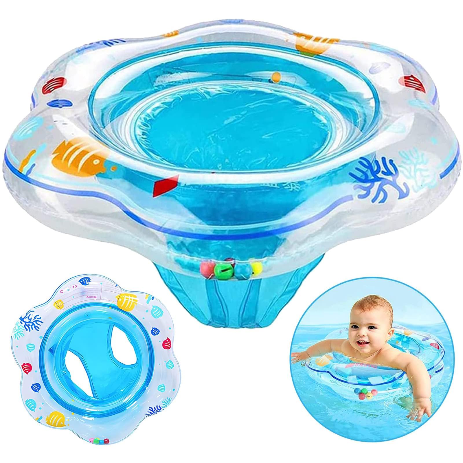 Baby Swimming Float, Inflatable Baby Swimming Ring with Safety Seat, Baby Bath Toddler Swim Pool Bathing Accessories for Toddlers 6-36 Months and Swim Trainging