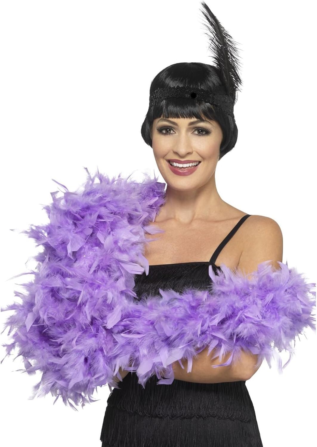 Ladies Deluxe Black Classic Feather Boa 180cm Long 80g Gatsby Flapper Fancy Dress Toys & Games