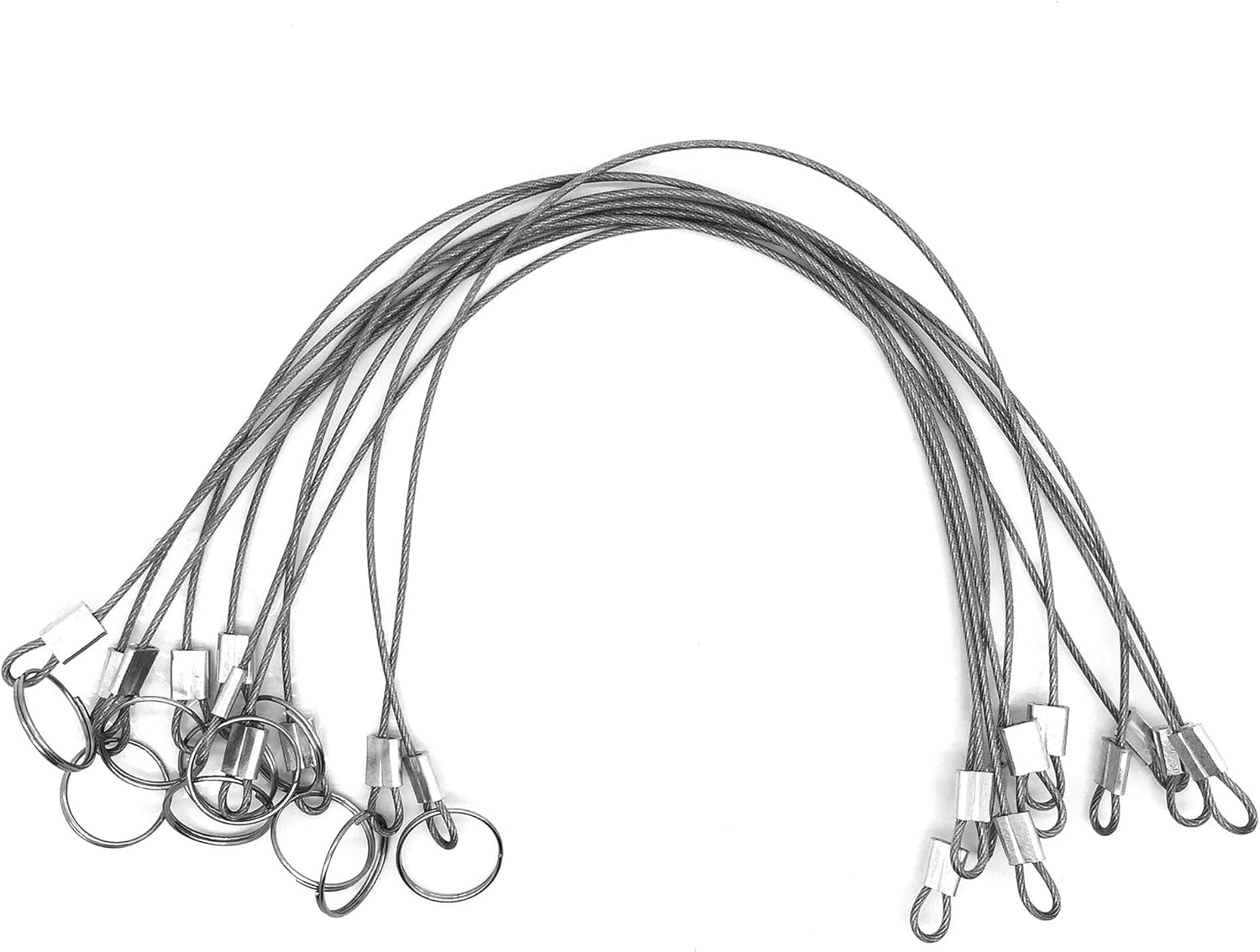 TCH Hardware 4 Pack Steel Looped Aircraft Cable 8 Long Galvanized Wire Rope Crimps Ferrules