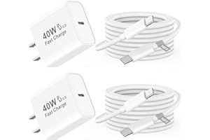 iPhone 17 16 Pro Max Charger Fast Charging, 2 Pack 40W Super Fast USB C iPhone 17 Charger with 10FT Woven USB C Charging Cabl
