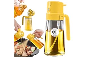 YARRAMATE 16oz/470ml Easy Refillable Oil Sprayer for Cooking, 2 in 1 Oil Dispenser for Kitchen and Sprayer Bottle, Food-Grade