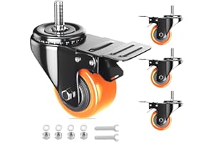 WOZESEIK Stem Caster Wheels 2 inch Heavy Duty, Swivel Threaded Stem Mount Casters Set of 4 with American Size UNC 5/16"-18 x 1