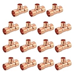 uxcell 15Pcs 3/4" x 1/2" x 3/4" Copper Reducing Tee