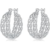 Celtic Earrings Sterling Silver Double Huggie Hoops Celtic Knot Earrings Jewelry Christmas Gifts for Women