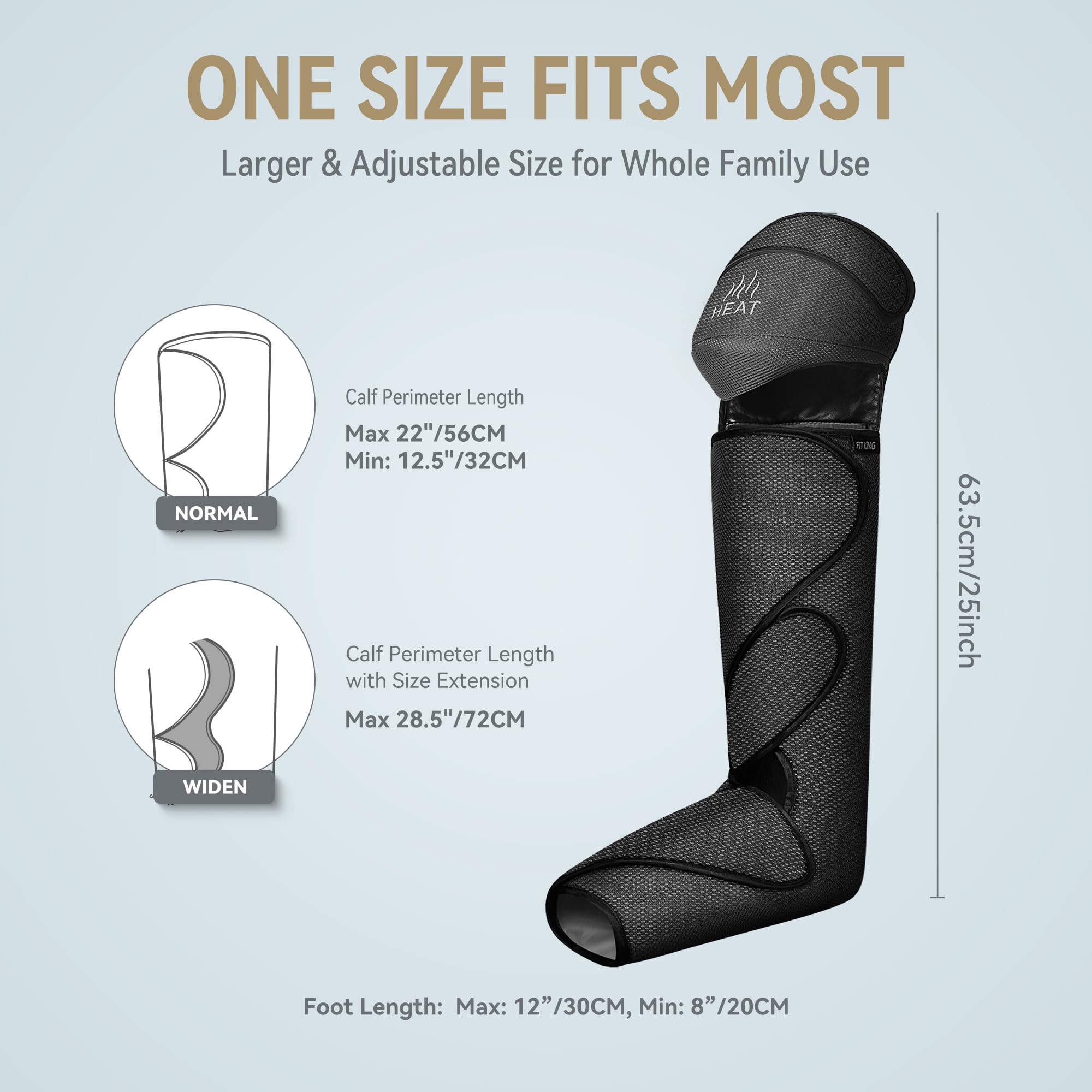 FIT KING Foot and Leg Compression Massager for Circulation and Pain Relief with Knee Heating Therapy - Handheld Controller 3 Modes 3 Intensities - Gift for Mom Wife Family