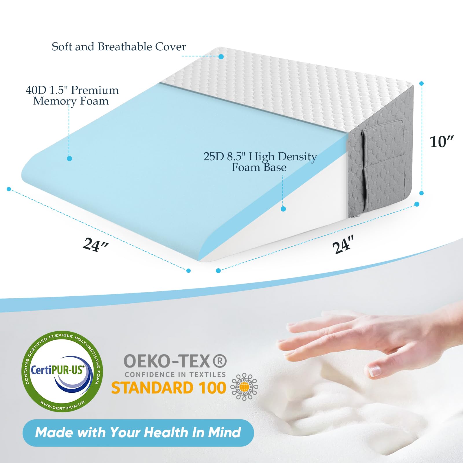 Forias Wedge Pillow for Sleeping,10