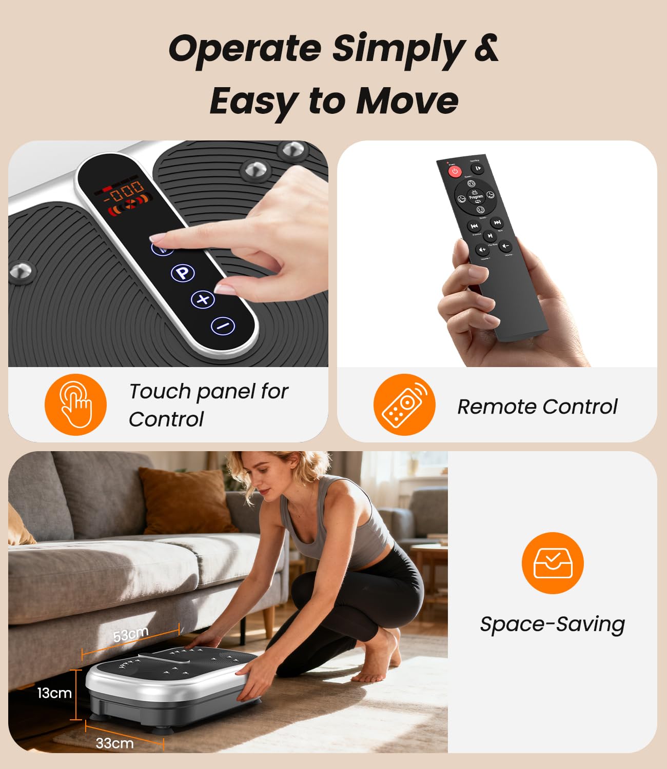 Vibrationsplatte 200W Vibration Plate Fitness mit Fernbedienung, 120 Stufen, Ultraschall & Gummifüße – für Home Workout, Muskelstraffung & Regeneration, Ideal für Frauen & Senioren 4