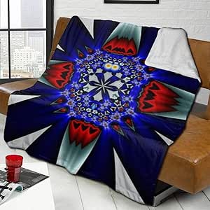 Manta de tiro de plumas de zorro plateado fractal colorido abstracto