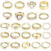 CHICUTIE Gold Knuckle Rings Set For Women Stackable Joint Finger Midi Rings Dainty Cubic Crystal Zirconia Hollow Twist Cute Pack Jewelry Gift