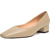 JUSTDANNI Womens Slip On Dress Stylish Wedding Square Toe Matte Block Low Heel Pumps Shoes 1.5 Inch
