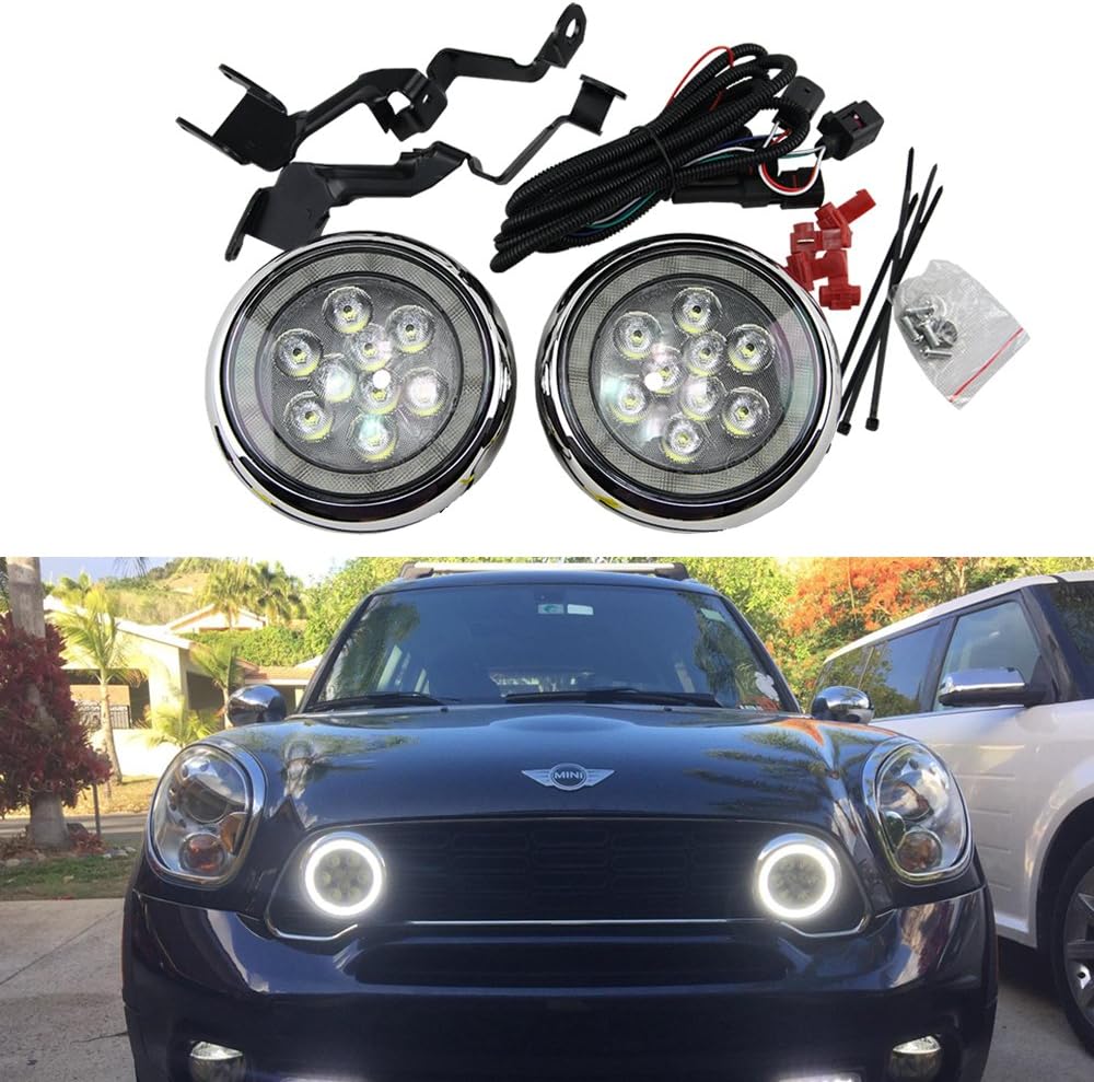 Mini Led Rally DRL Light - NSLUMO 18W High Power DC12V Canbus LED DRL Daytime Running Light Halo Fog Lamp Kit For Mini Cooper all series R55 R56 R58 R60 Rally Drving Lamp