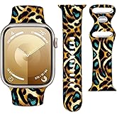 Sport Watch Band Compatible with Apple Watch Band 38mm 40mm 41mm Women Men, Soft Silicone Floral Print Sport Strap Replacement Wristbands for iWatch Series 10 9 8 7 6 5 4 3 2 1 SE Ultra