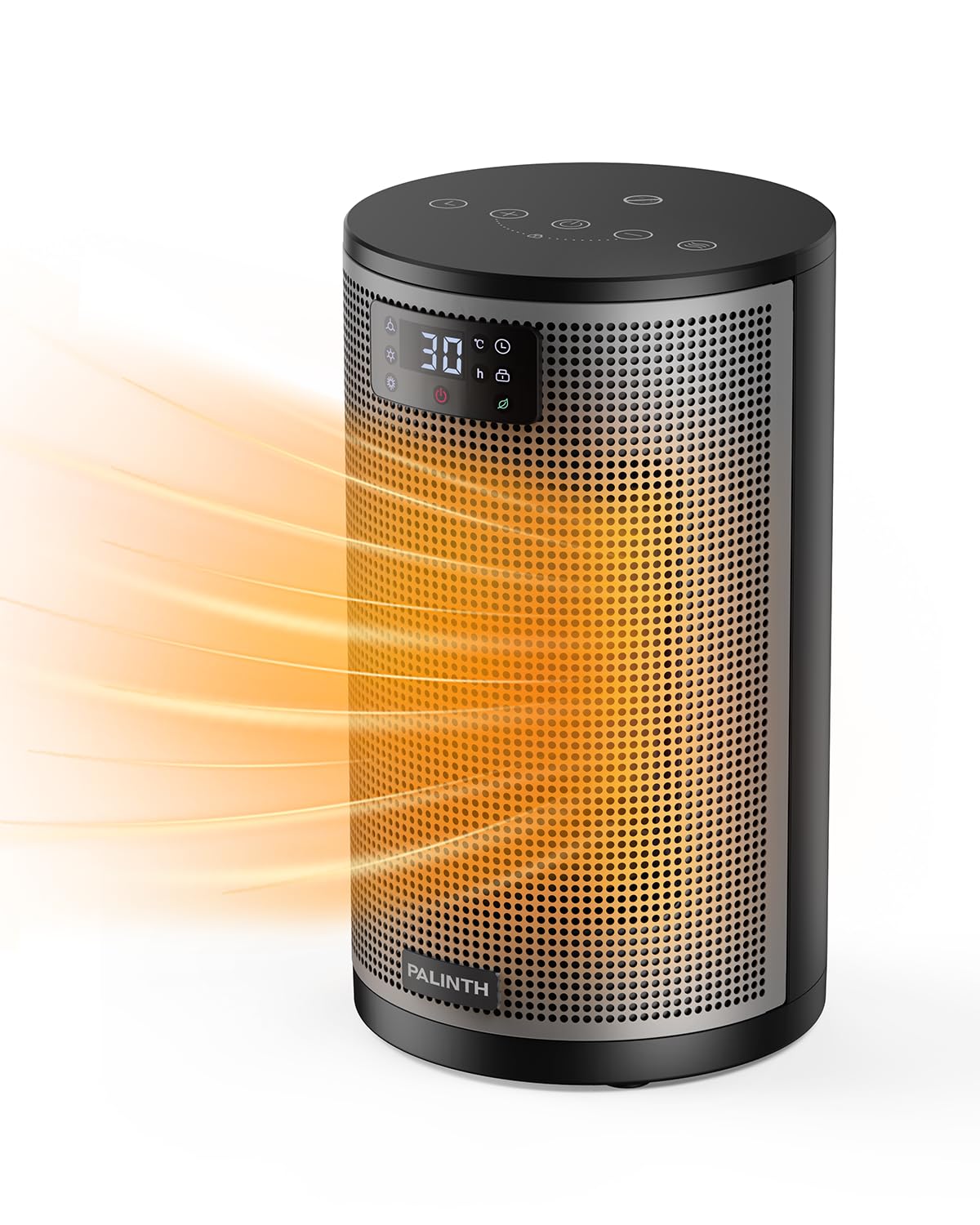 PALINTH Electric Heater 1500W Space Silent Heaters for Home Low Energy, 4 Modes Portable Ceramic Fan Heater with Thermostat, Overheat & Tip Over Protection, 8H Timer, for Bedroom Indoor Use