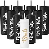 10 Pack Bride to Be Skinny Tumbler | 16 oz Bride Tribe Tumblers | Bachelorette Party Cups | Engagement Wedding Gifts Bridesmaids Mugs Bachelorette Party Supplies & Games