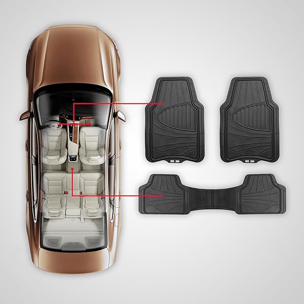 ARMOR ALL 4-PIECE ALL-SEASON FLOOR MATS, CUSTOM FIT CAR MATS, ALL-WEATHER CAR FLOOR MATS, TRIM-TO-FIT AUTOMOTIVE FLOOR MATS FOR CARS, TRUCKS, SUVS, VEHICLE FLOOR LINER – BLACK