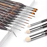Miniature Paint Brushes with Domed Dry Brush Set for Miniature Painting, Fuumuui 14Pcs Miniature Model Paint Brush Set Dry Br