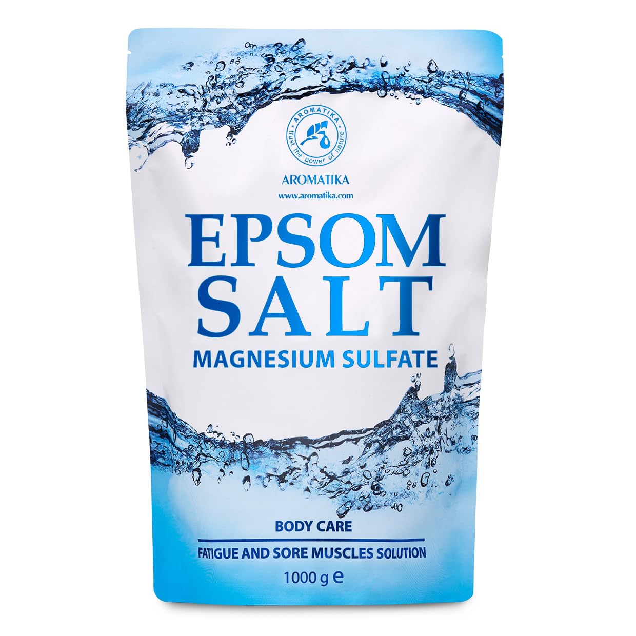 AROMATIKA Epsom Bath Salt 1kg – 100% Pure Magnesium Sulphate Crystals – Mineral Bath Soak for Body Care & Relaxation – Natural Home Spa Bath Salts for Muscle Relaxation & Daily Bath Use Routine