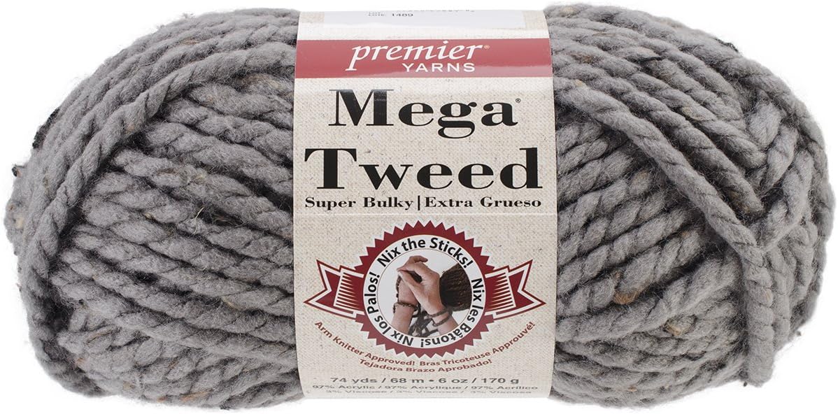 Premier Yarns Mega Tweed Yarn, Gray