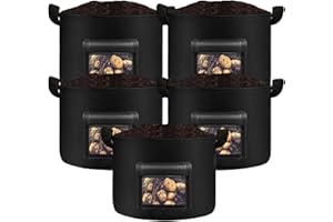 kopotma 5Packs 10 Gallon Potato Grow Bag, 450G Heavy Duty Potato Bags for Growing Potatoes Fabric Potato Grow Bags with Flap, Potato Growing Containers Potato Planter Bags for Vegetables