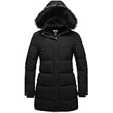 Soularge Women's Plus Size Winter Long Quilted Thicken Puffer Coat with Faux Fur Hood