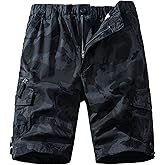 Mylldey Mens Cargo Shorts Elastic Waist Cotton Shorts Relaxed Fit Casual Summer Hiking Shorts with Multi Pockets