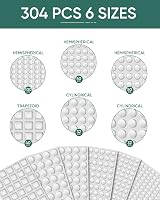 ONUEMP 304pc Clear Rubber Feet Pads Bumpers 6 Sizes Cabinet Door Drawer Glass view 9