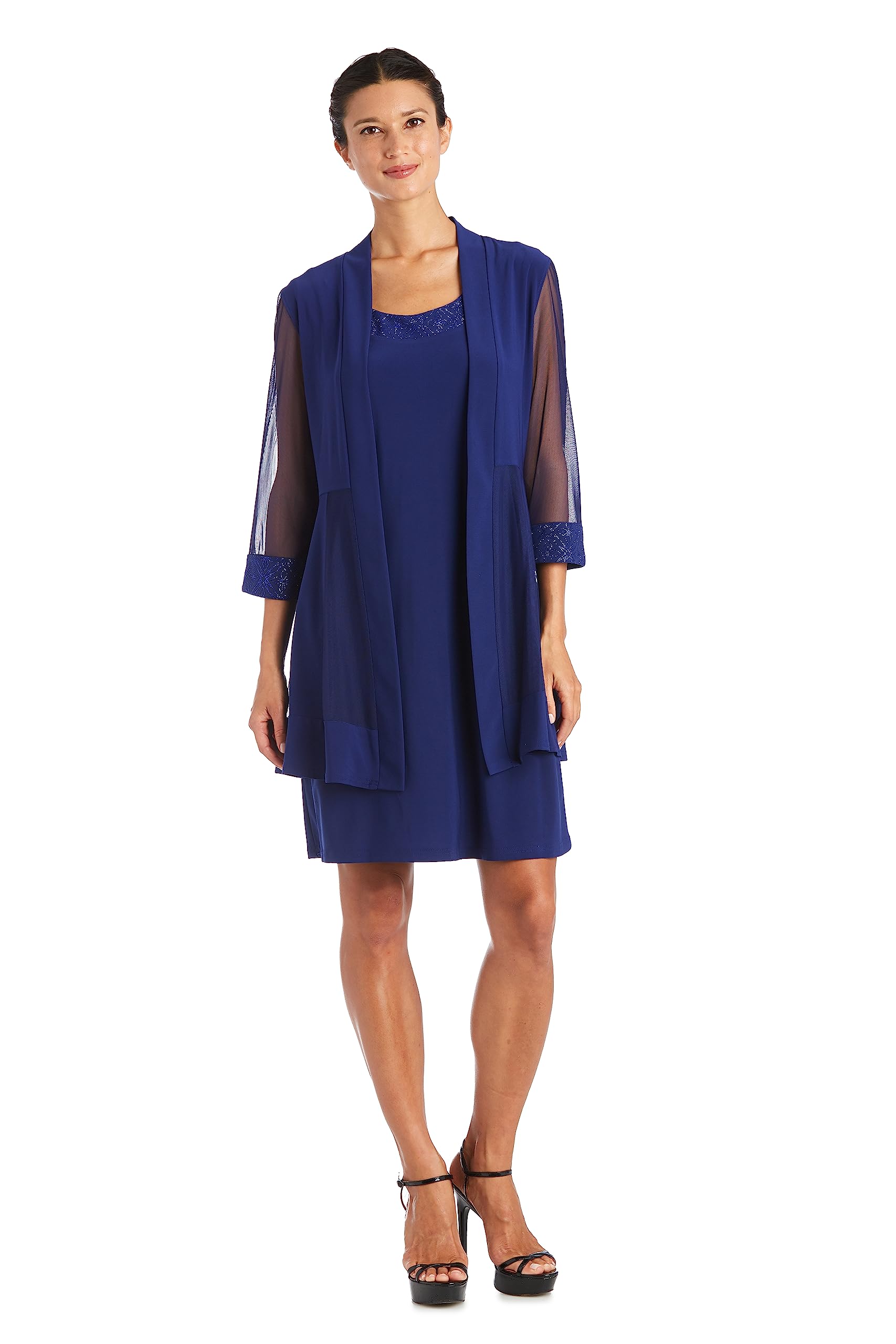 R&M Richards Women’s Formal Beaded Jacket Dress, Royal