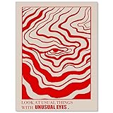 Medpol Retro Red Abstract Eye Canvas Wall Art
