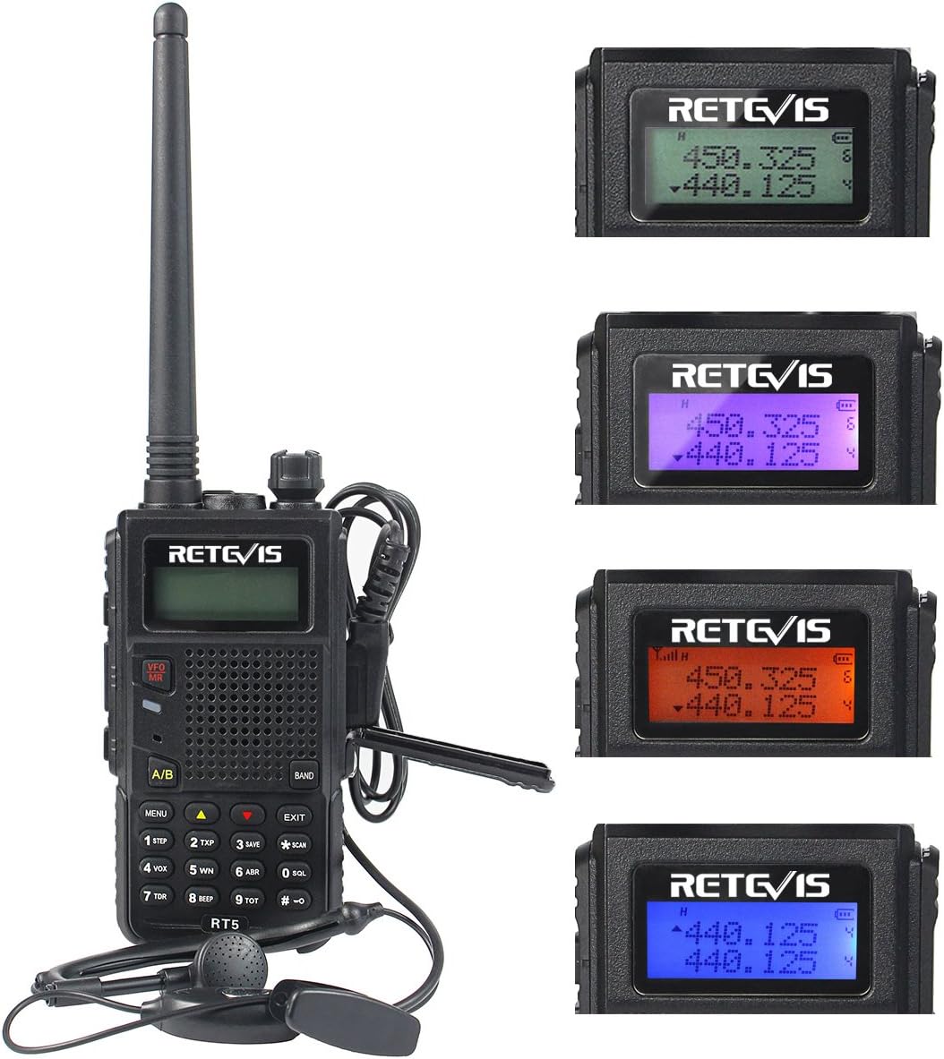 Retevis RT5 Dual Band Two Way Radio VHF UHF High Power Long Range Police Ham Car Travel Handheld Radio FM Scan VOX 2 Way Radio with Earpiece(2 Pack)