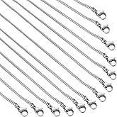 TOSCALINA 12 Pack Necklace Chains 18 Inches Stainless Steel Snake Chain Necklace with Lobster Clasps for DIY Jewelry Making, 1.2 mm