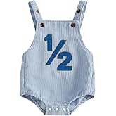 XRTBMN Infant Boy 1/2 Birthday Outfit Baby Sleeveless Romper Corduroy Bodysuit