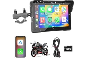 Suptygs 7 Inch Wireless Motorcycle Carplay,Bluetooth GPS para Motos,Pantalla para Moto,Motorcycle GPS Navigation System,with 128gb SD Card