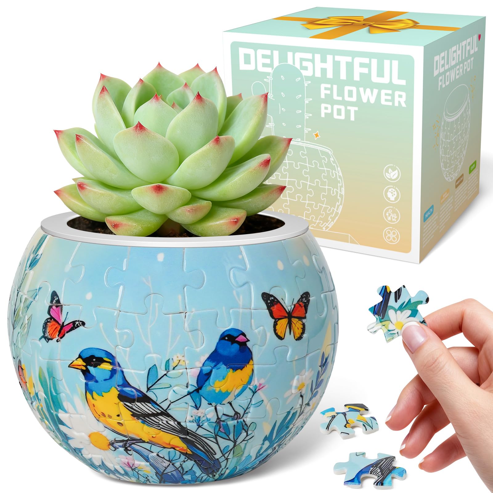 Photo 1 of 3D Puzzles Flower Pots, Puzzles for Adults and Kids,Small,Cactus Decor,Succulent Planters Pots for Indoor,Plant Gifts for Plant Lovers Creative Gifts(red-5)