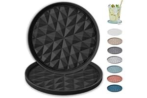 Wingcases Silicone Coasters for Drinks[2 Pack for Office]- Cup Mat for Tabletop Protection-Non-Slip, Non-Stick, Coffee Table Decor, Great Gift for Any Occasion, Black