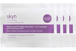 Skyn ICELAND Hydro Cool Firming Forehead Patches, 10 Minute Smoothing Treatment with Peptides and Hyaluronic Acid, All Skin Types, 4 Patches