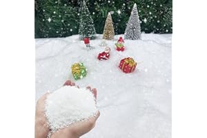 TURNMEON 25 Ounces Christmas Artificial Snow Powder Xmas Decorations, Sparkling Faux Fake Snow Dry Plastic Snowflakes for Christmas Tree Decorations Home, Crafts, Winter Village Displays,Holiday Decor