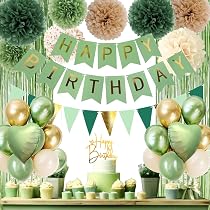 Toile De Fond 'Happy Birthday' 1,8x1,2 M - Thème Feuilles D'eucalyptus, Paillettes, Fleurs - Pour Photos Et Fêtes