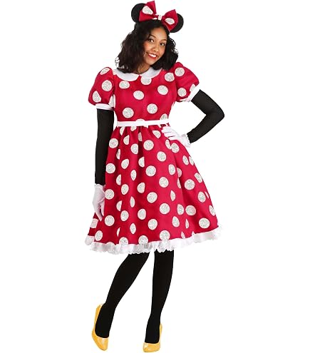 Disguise Women's Disney Mickey Mouse Glam Minnie Costume, Red/White/Black, Small/4-6 : Clothing, Shoes & Jewelry