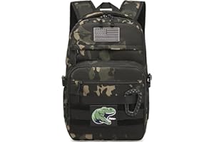 SunForMorning Kids Tactical Backpack Army Molle Bookbag Military Boys Backpack for School, Outdoor, Camping (Includes 2 Patches+1Carabiner), Black CM