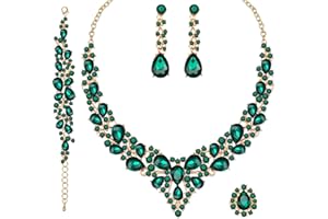 CSY 4 Pcs/Set Austrian Crystal Necklace Earrings Bracelet Ring Bridal Jewelry Sets for Brides Wedding Party Costume Accessories Gifts for Women