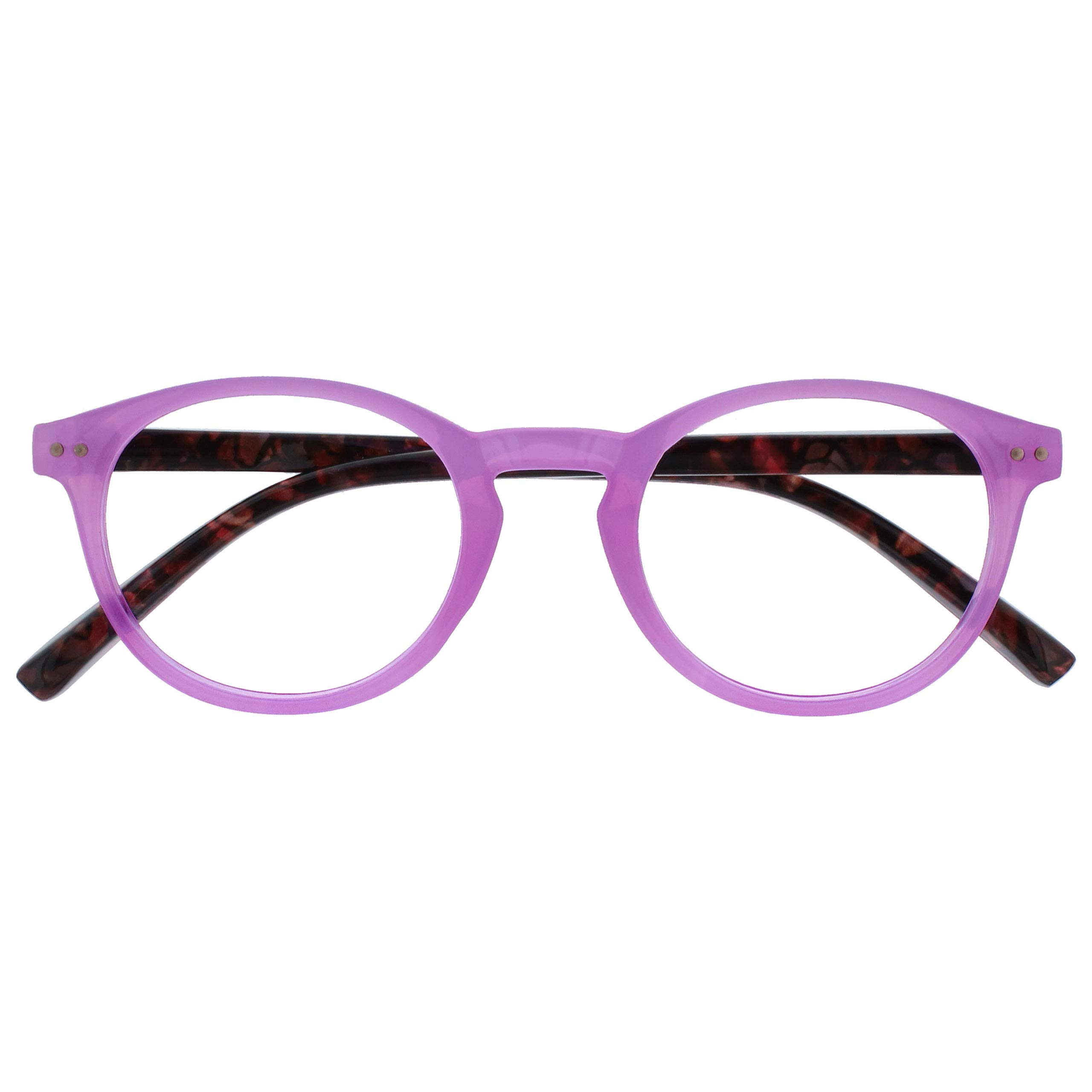 OPULIZE Zen Reading Glasses Cool Round Frame Spring Hinges Scratch Resistant Shiny Pink Mens Womens R24-4 +2.00