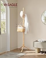 VASAGLE Wooden Tree Coat Rack 8 Hooks 3 Height Adjustable 47x47x175 cm view 2