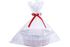 ZOMBATI Colorful Rope Gift Baskets With Ribbon and Gift Bag Housewarming Family Basket Small Empty Woven Basket For Storage Baby Nursery Organizer Cat Dog Toy Bins Purple