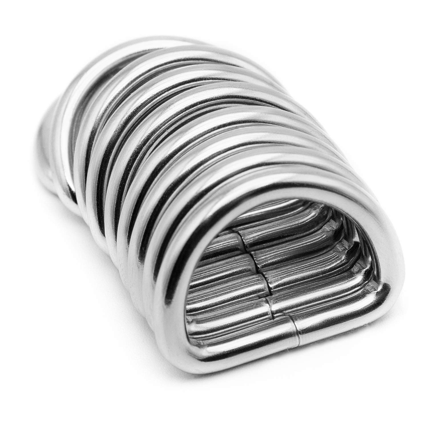 AKORD 10 x 20 mm Metal D Ring Buckles for Webbing, Silver