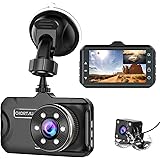 Dash Cam Front and Rear CHORTAU Dual Dash Cam 3 inch Dashboard Camera Full HD 170° Wide Angle Backup Camera with Night Vision