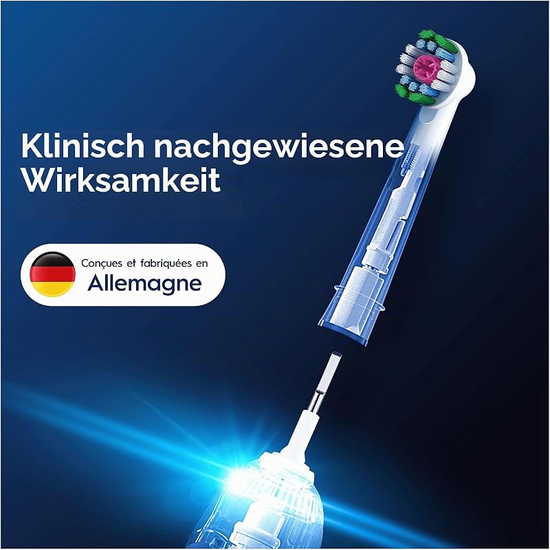 Pro 3D White Elektrische Zahnbürstenköpfe, X-förmige Borsten und Einzigartiger Polierbecher für Zahnaufhellung und zum Entfernen von Oberflächenflecken, 8 Stück Zahnbürstenköpfe, Weiß